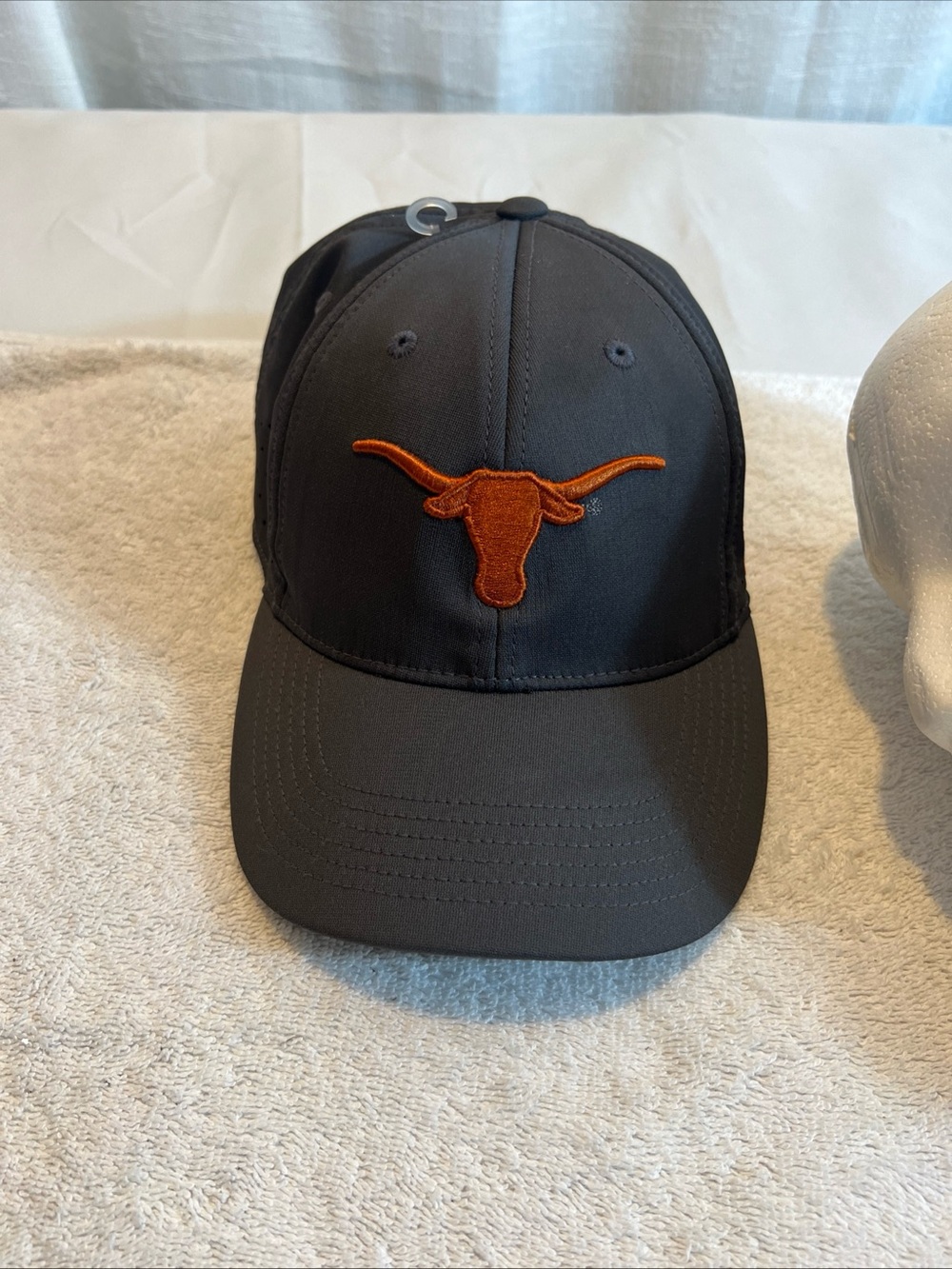 Top of the World Black Baseball Hat with Orange Longhorn